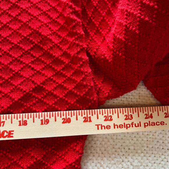 VTG BellePointe  Cardigan Sweater Womens M Cotton Textured Christmas Red Pockets - Picture 7 of 10